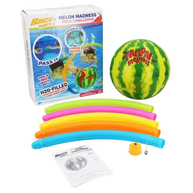 Banzai Melon Madness Inflatable Water-Filled Pool Game Ball, Ages 8 & Up, Unisex