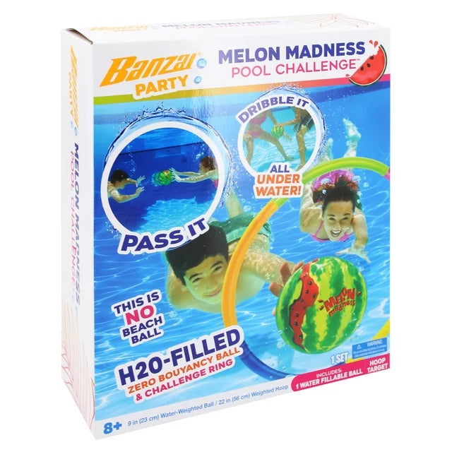 Banzai Melon Madness Inflatable Water-Filled Pool Game Ball, Ages 8 & Up, Unisex