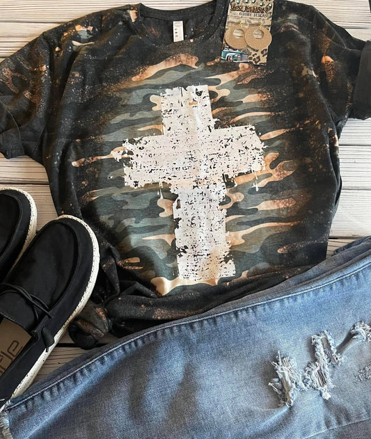 Bleached Grunge Cross: XL